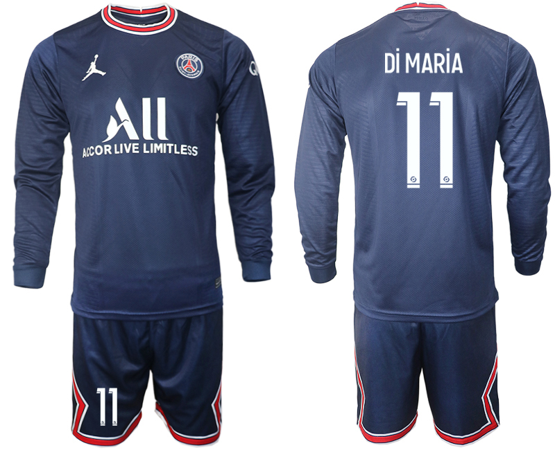 Men 2021-2022 Club Paris St German home blue Long Sleeve #11 Soccer Jersey